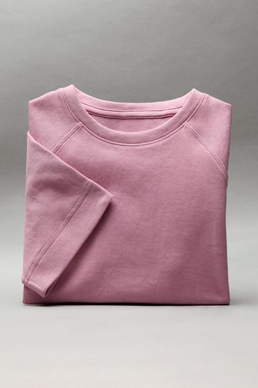 PLAIN INTERLOCK T-SHIRT - Pink by Zara
