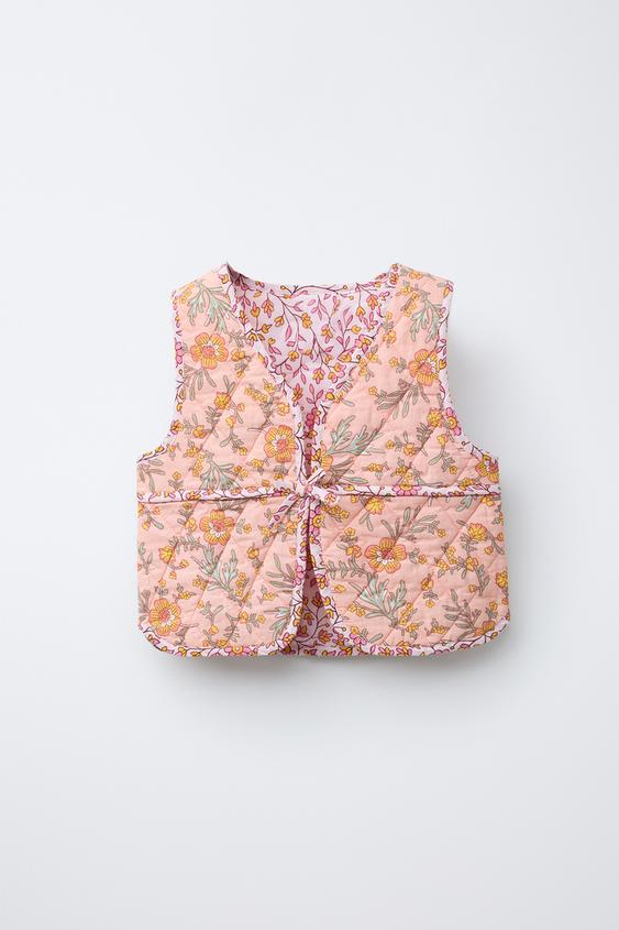 FLORAL QUILTED VEST - Pink | ZARA Georgia