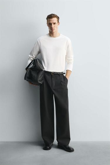 МЕРСЕРИЗОВАННАЯ ФУТБОЛКА С ДЛИННЫМИ РУКАВАМИ — LIMITED EDITION — БЕЛЫЙ от Zara