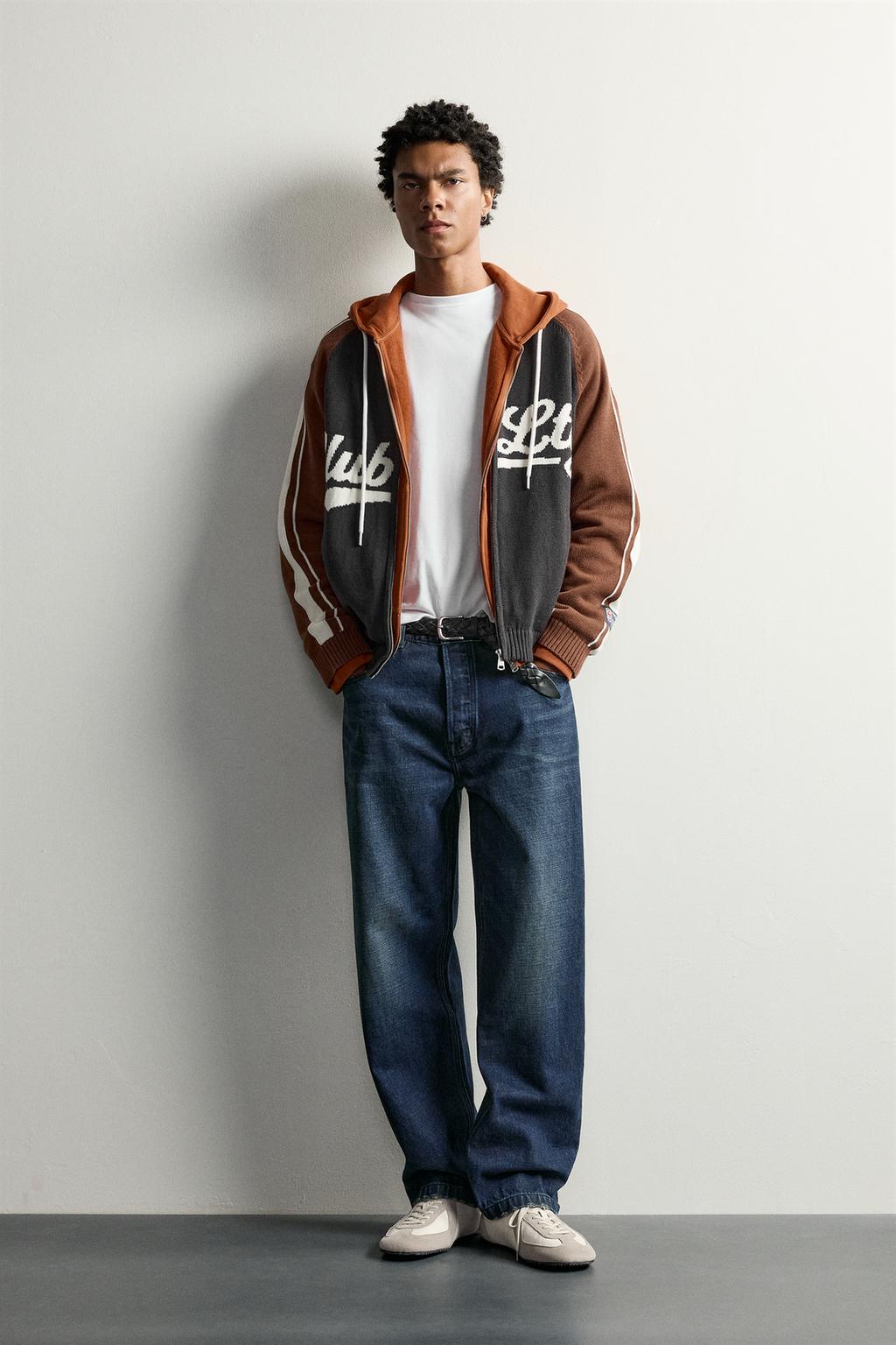TEXT JACQUARD BAND CARDIGAN
