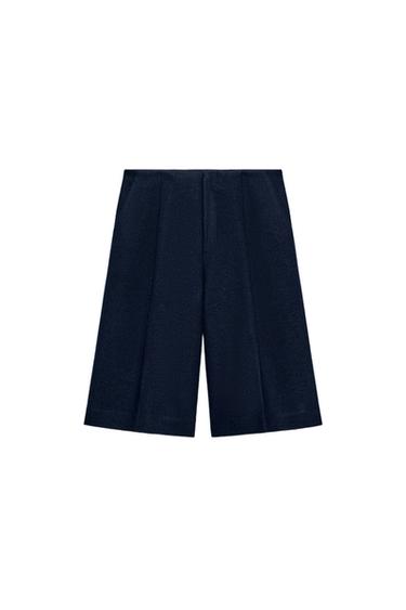WOOL EFFECT BERMUDA SHORTS - Navy blue by Zara