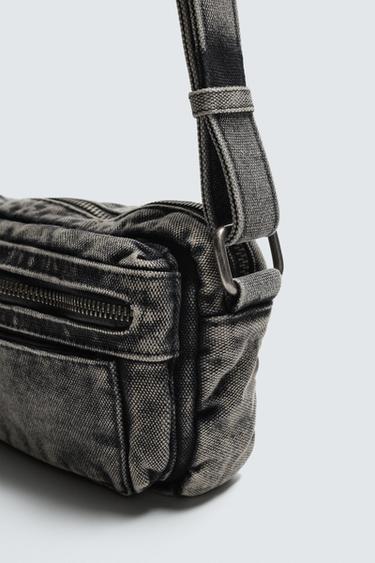 WASHED-EFFECT DENIM CROSSBODY BAG - Grey by Zara - Image 4