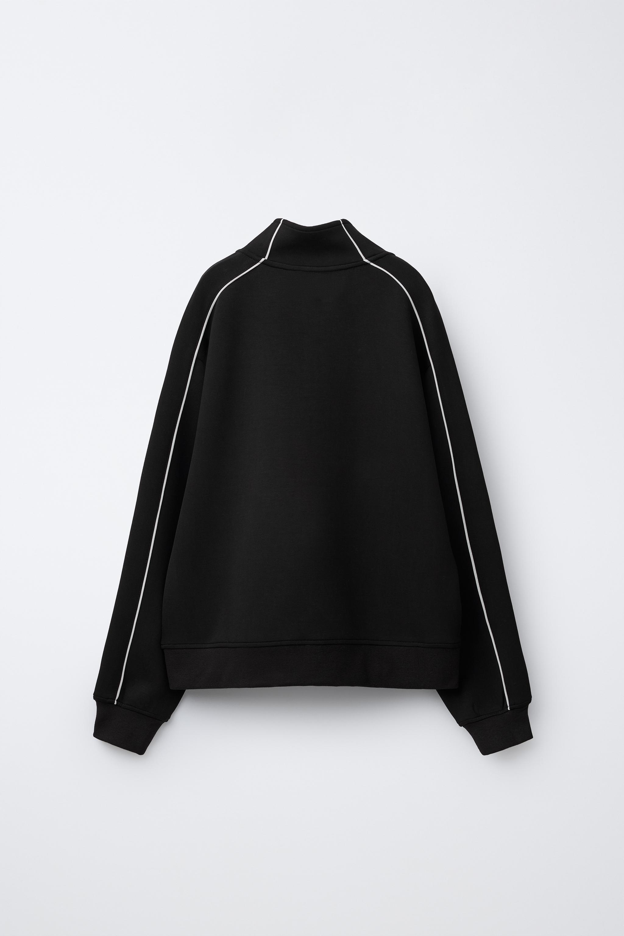 CONTRASTING PIPING ATHLETIC SWEATSHIRT - Black | ZARA Canada