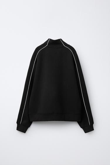 SPORTY SWEATSHIRT WITH CONTRAST TRIMS - Black by Zara - Image 1