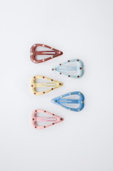 LOT DE CINQ PINCES CŒUR À POIS - Rose pastel de Zara - Image 3