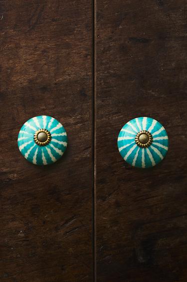 LOT BOUTONS DE PORTE CÉRAMIQUE FLEUR (LOT DE 2) - Bleu de Zara
