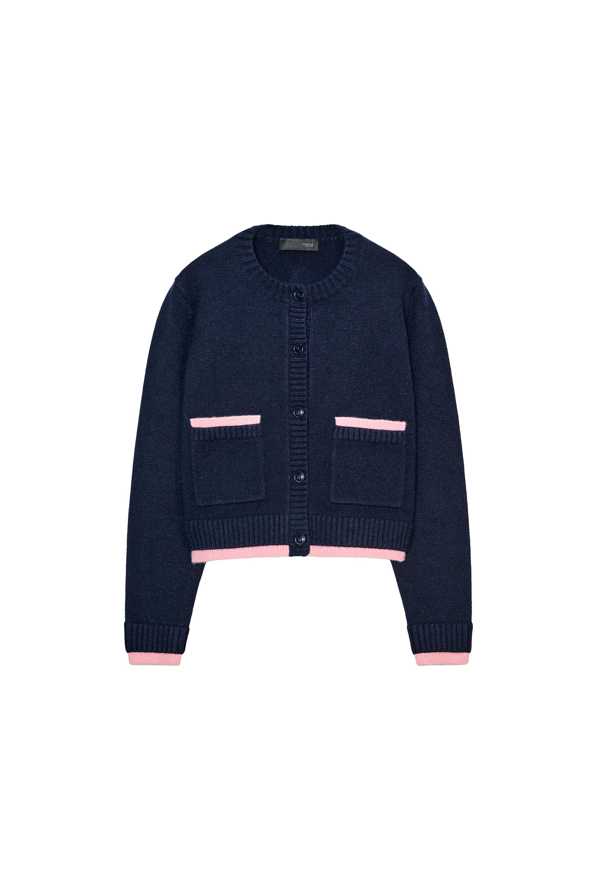 コントラストニットジャケット - ネイビーブルー | ZARA Japan / 日本