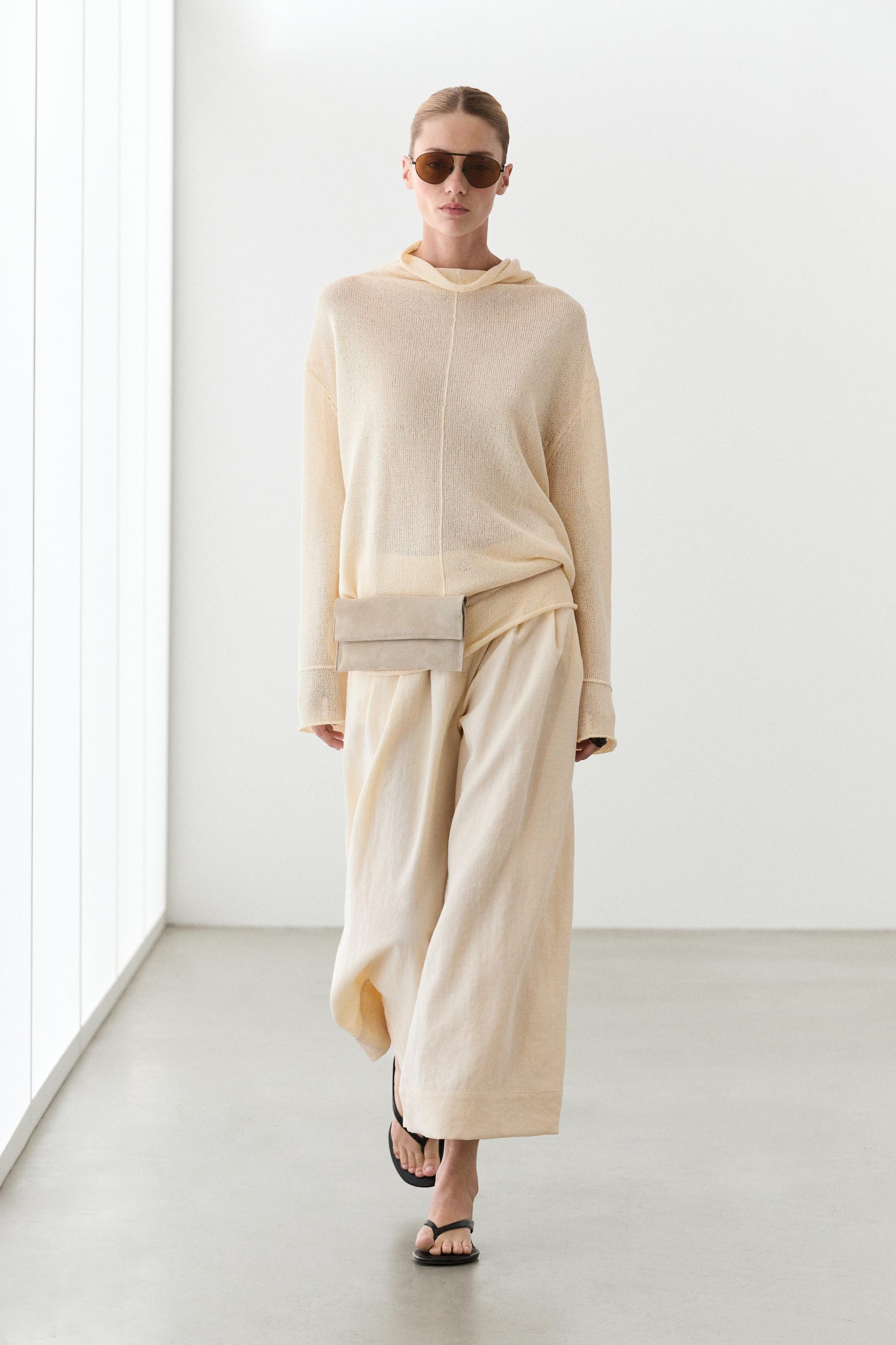 Cotton cutwork knit sweater — Ecru