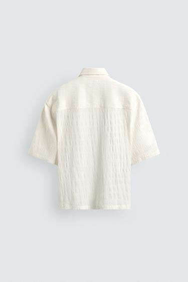 CHEMISE RELAXED FIT EFFET FROISSÉ - Blanc cassé de Zara - Image 7
