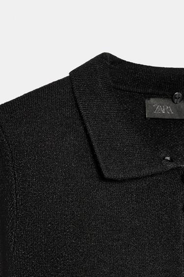 GILET EN MAILLE À COL EFFET FOURRURE - Noir de Zara - Image 6