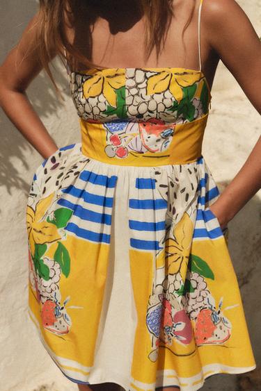 Zara FRUIT PRINT POPLIN DRESS - only one