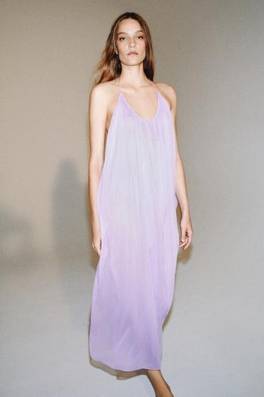 LANGES KLEID MIT TRÄGERN ZW COLLECTION - Flieder von Zara