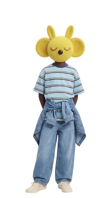 טי שירט פסים עם הדפס - כחול של Zara