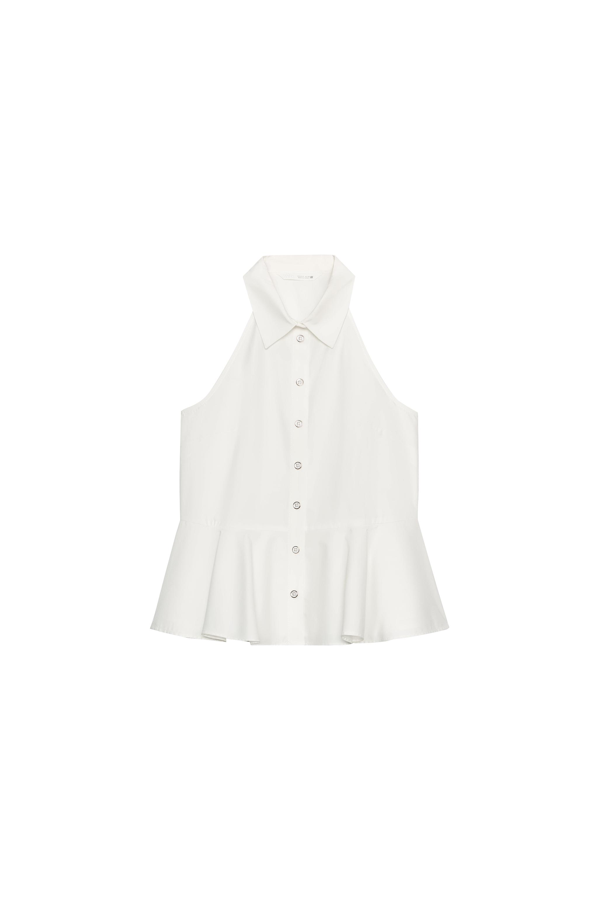 HALTERNECK PEPLUM SHIRT - White | ZARA India