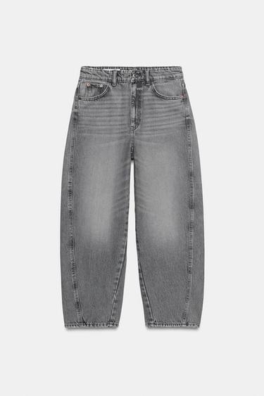JEANS TRF CROPPED TIRO MEDIO - Gris de Zara
