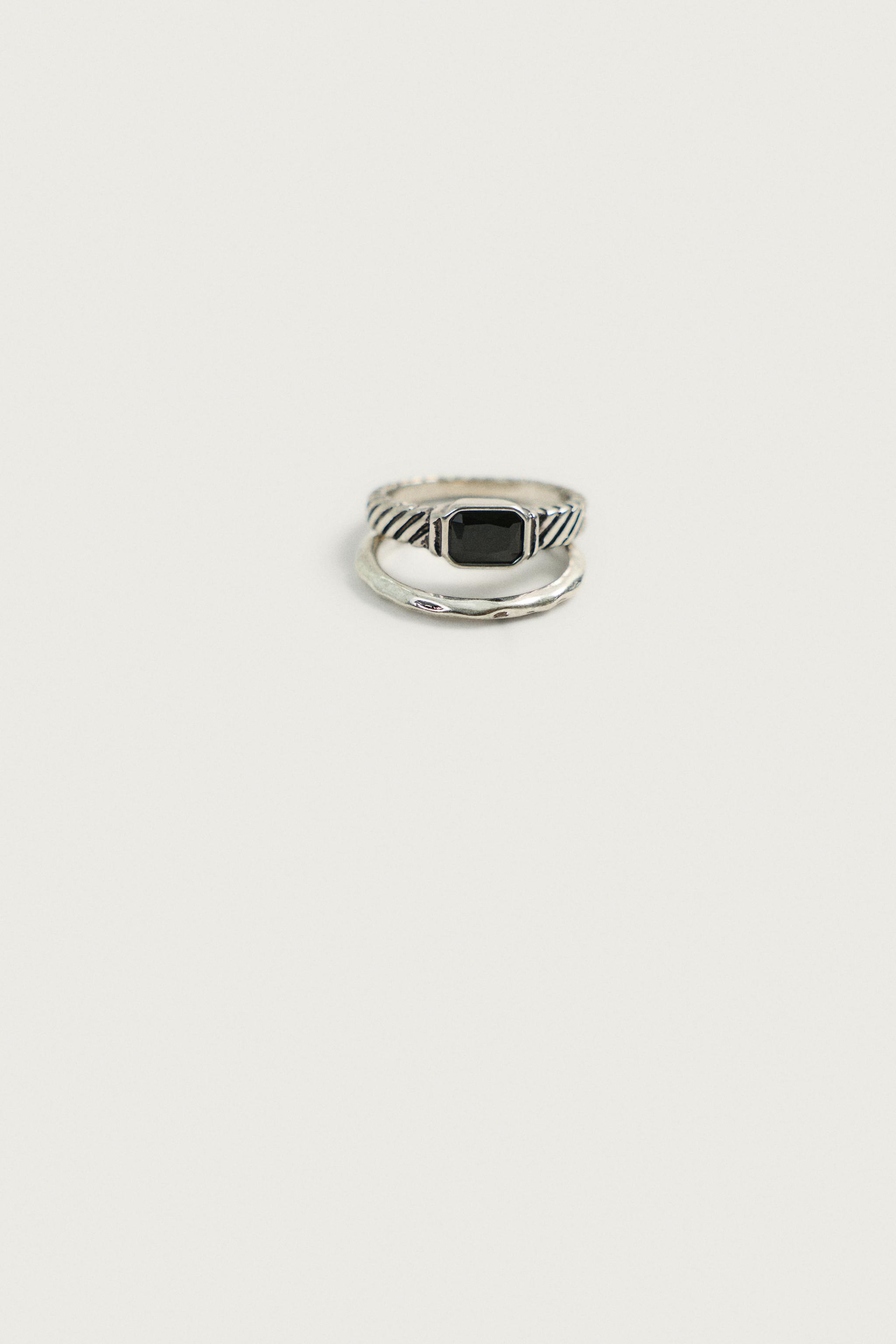 Мужские аксессуары Zara MIXED METAL RING 2-PACK — фото 5