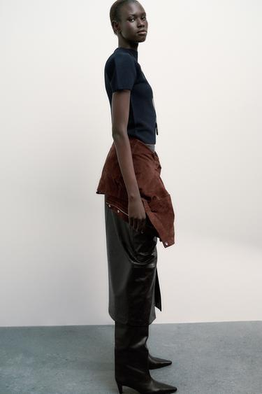 TOP EN MAILLE À MANCHES BOUFFANTES - Bleu marine de Zara - Image 2