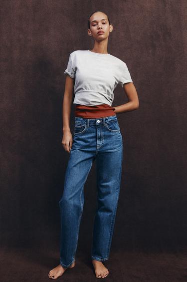 JEANS TRF MOM FIT TIRO ALTO - Marino de Zara