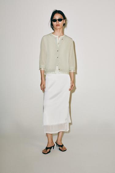Zara COMBINED KNIT JACKET - Pearl gray - Image 0