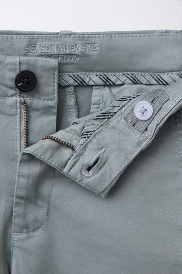 BASIC SLIM FIT CHINO BERMUDA SHORTS - Sea green by Zara - Image 3
