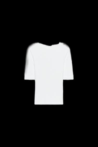 Zara WASHED COTTON T-SHIRT - White - Image 0