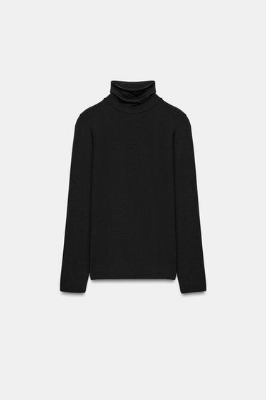 CAMISETA CUELLO SUBIDO - Negro de Zara - Imagen 0
