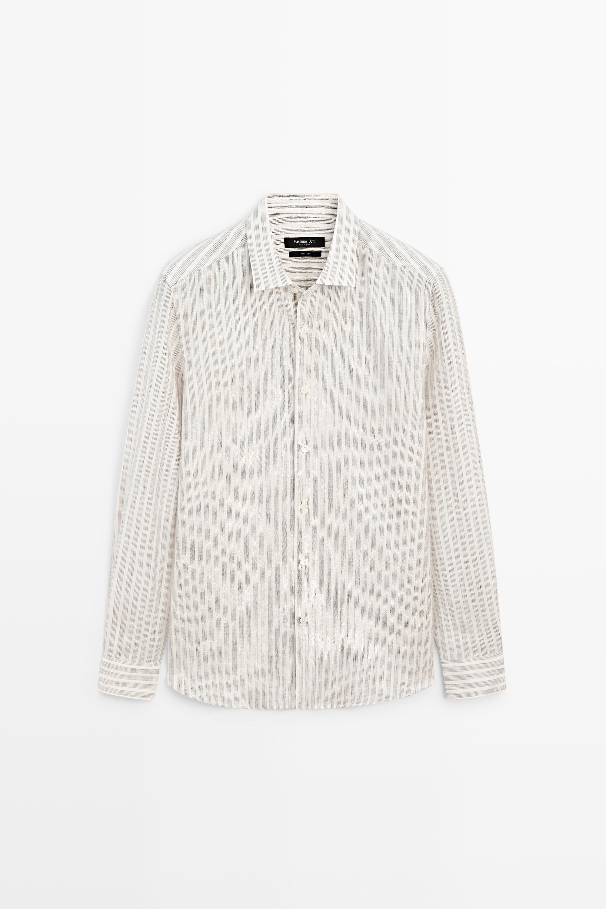 Chemise à rayures 100 % lin regular fit