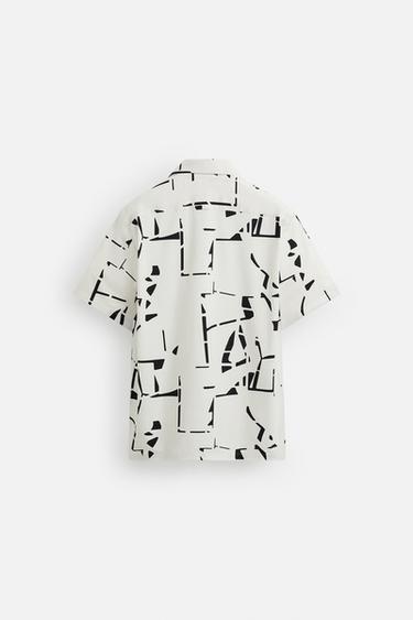 CHEMISE ÉLASTIQUE À IMPRIMÉ ABSTRAIT - Blanc de Zara - Image 6