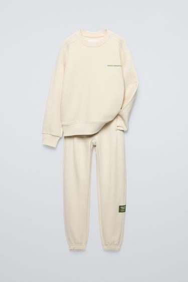 TEXT PRINT SWEATSHIRT AND JOGGERS SET - Ecru by Zara