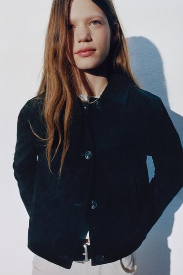 Zara 100% LEATHER JACKET - Black