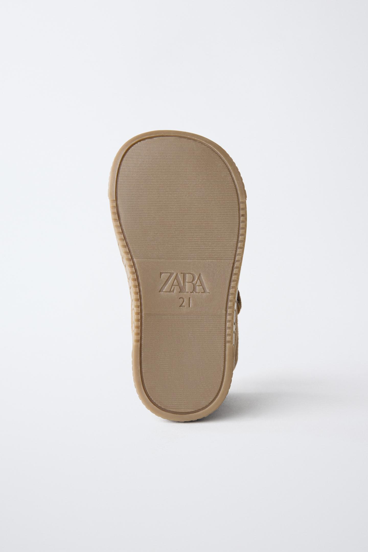 Детские кроссовки Zara Leather Lined Barefoot Sneaker, цвет: Коричневый — фото 8