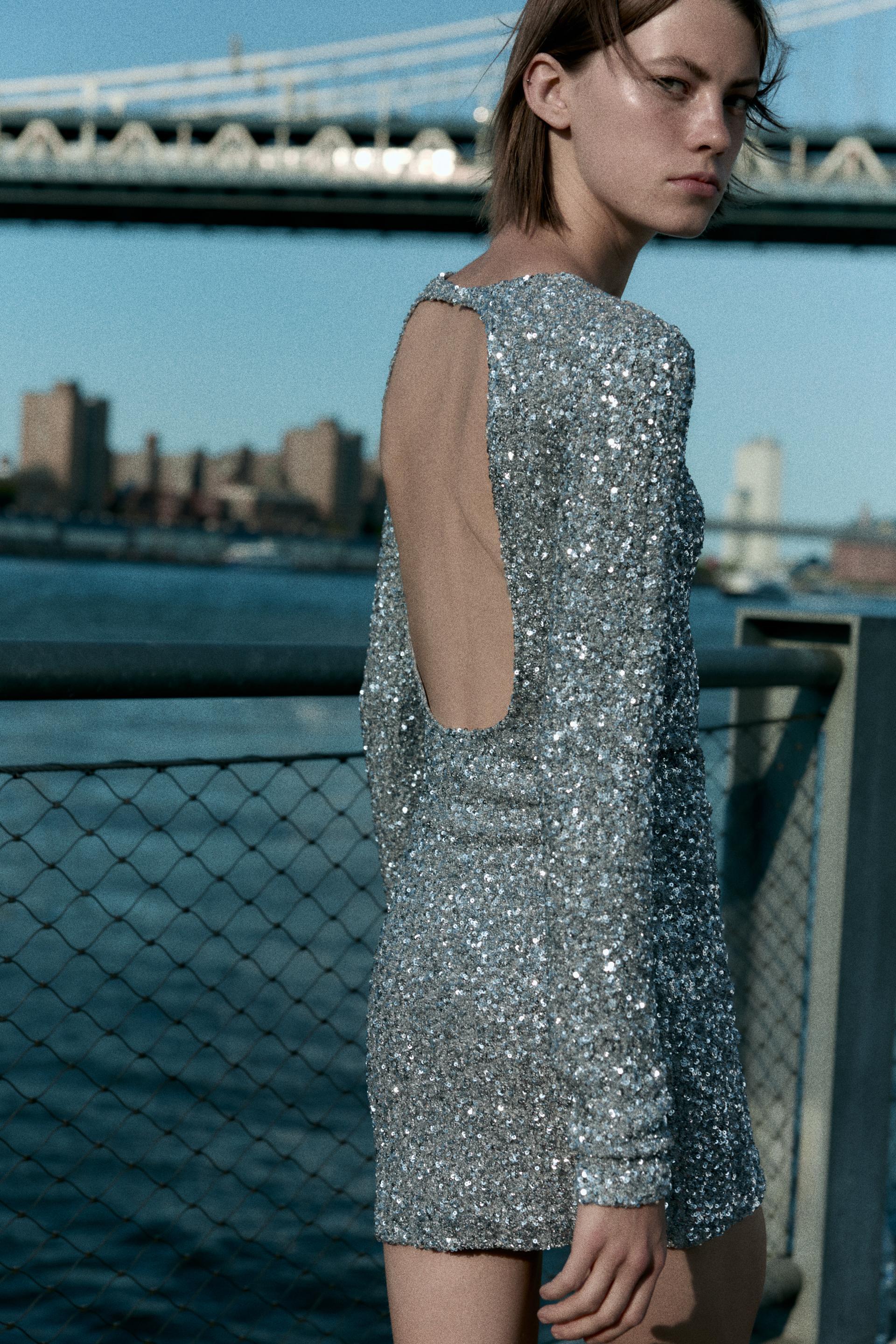 Zara orders silver sequin dress