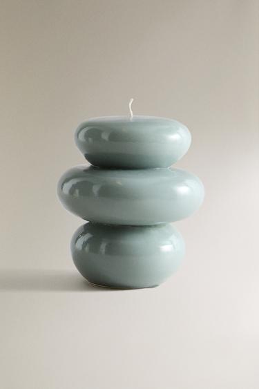 شمعة بتصميم حجري - أزرق فاتح الخاص بـ Zara