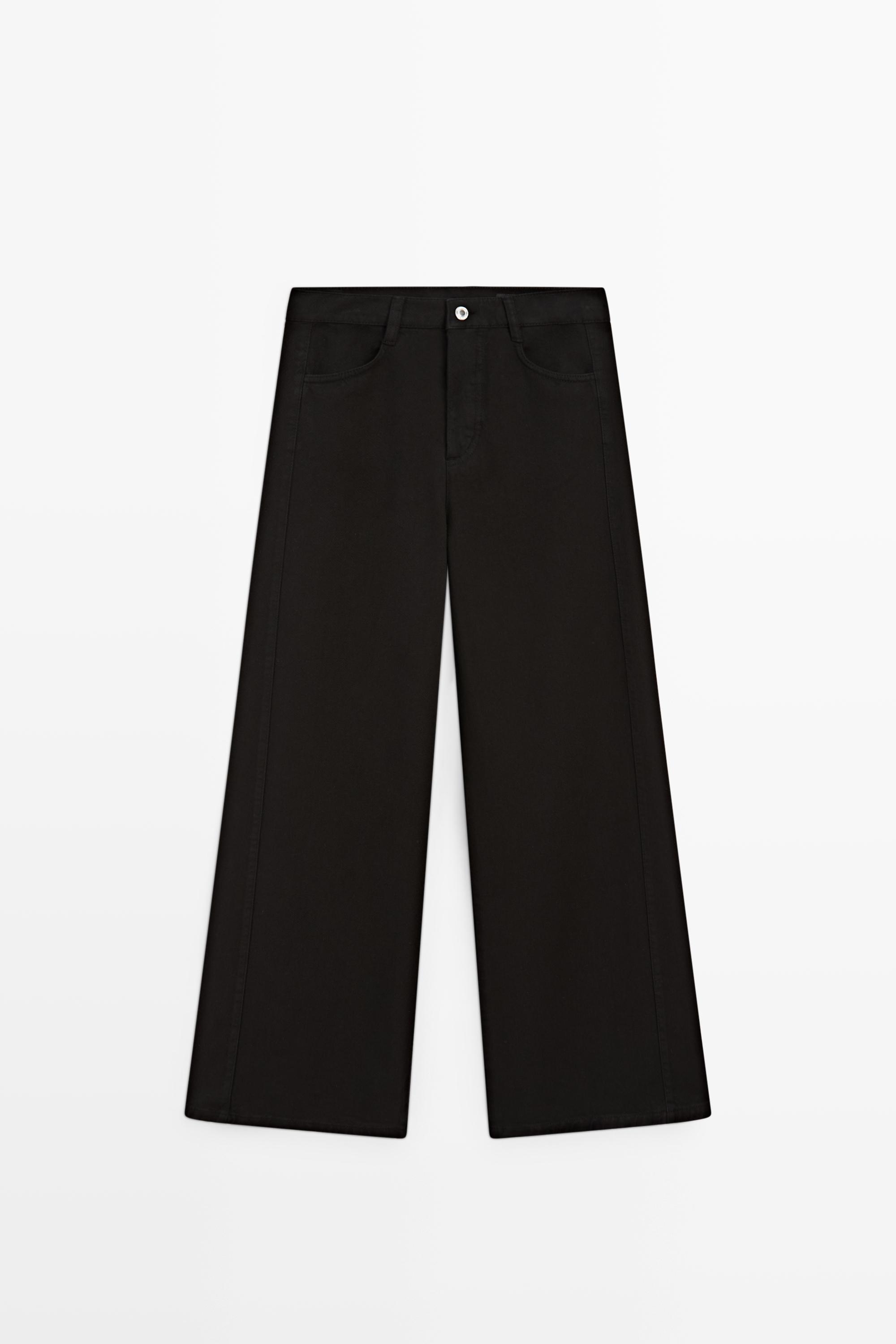Flowy wide-leg jeans — Black