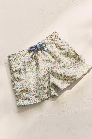 Zara DEČJI KUPAĆI KOSTIM SA CVETNIM DEZENOM – pesak