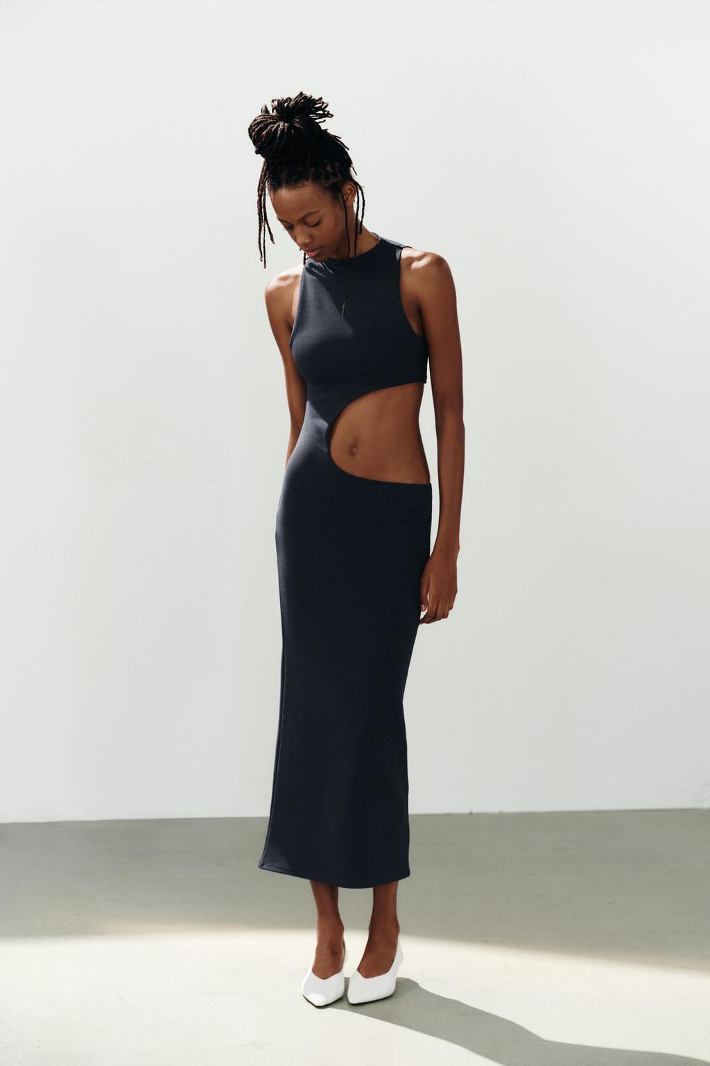STRETCH MIDI DRESS WITH SLIT