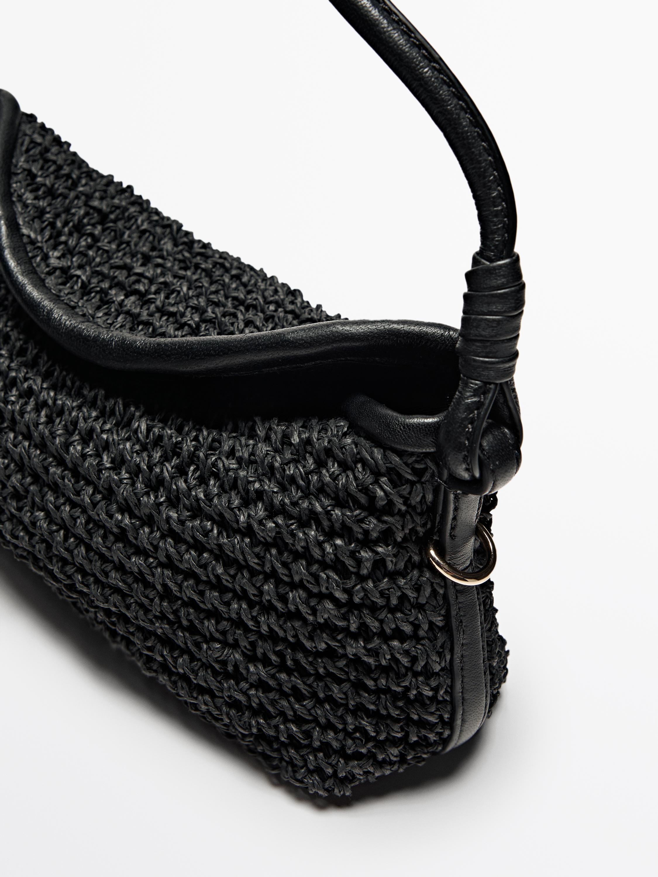 Woven paper mini satchel bag