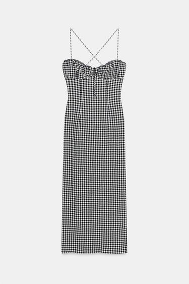 FITTED GINGHAM MIDI DRESS - Ecru / Blue by Zara - Image 6