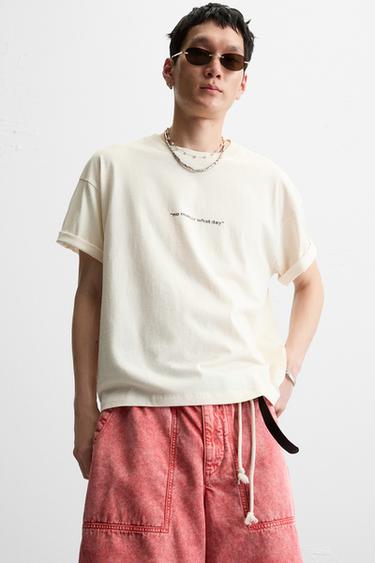 WASHED PRINT T-SHIRT - Ecru by Zara - Image 4