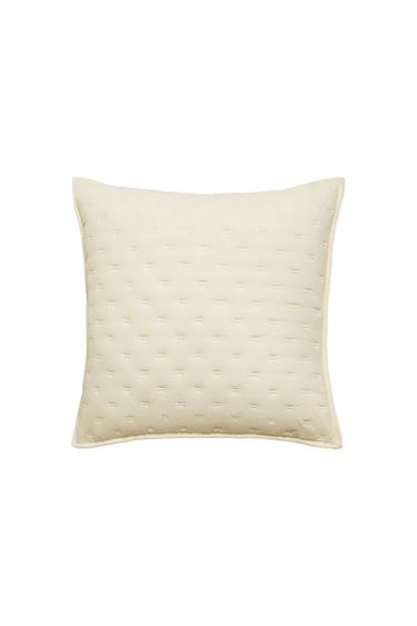 QUILTED CUSHION COVER WITH DOTS - Ecru by Zara