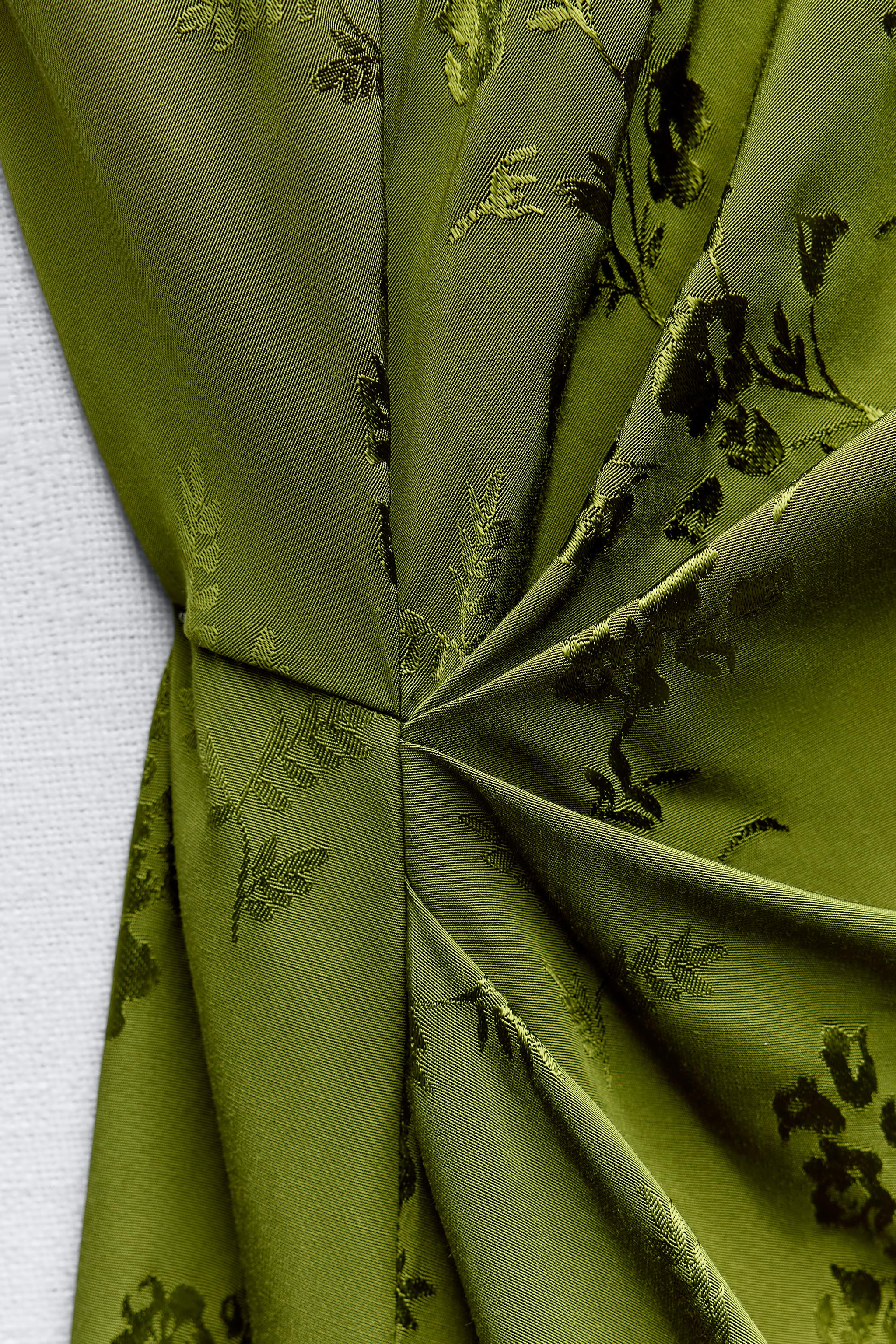 green emerald velvet dress Current Air Women's Botanical Jacquard Smocked Midi Dress Green / M
