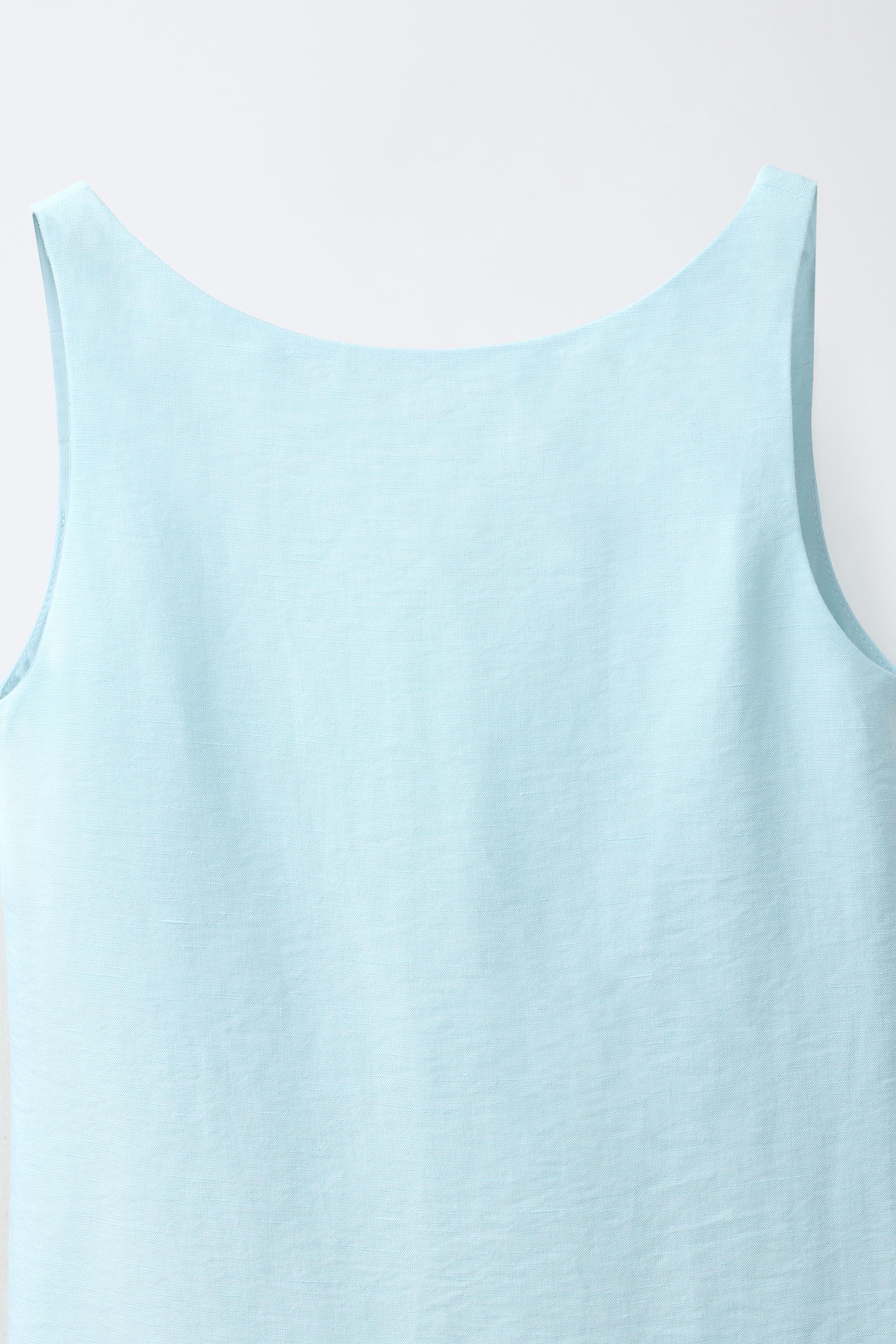 LINEN BLEND RUFFLED DRESS