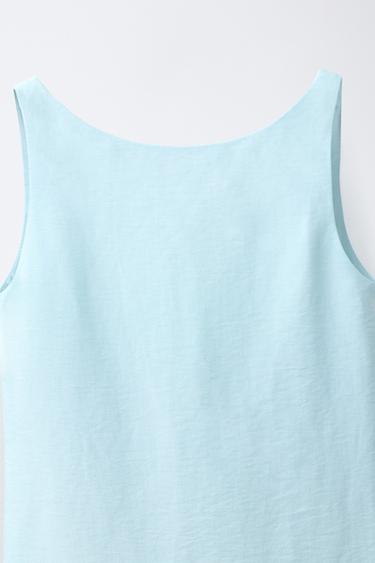 LINEN BLEND RUFFLED DRESS - Light blue by Zara - Image 2
