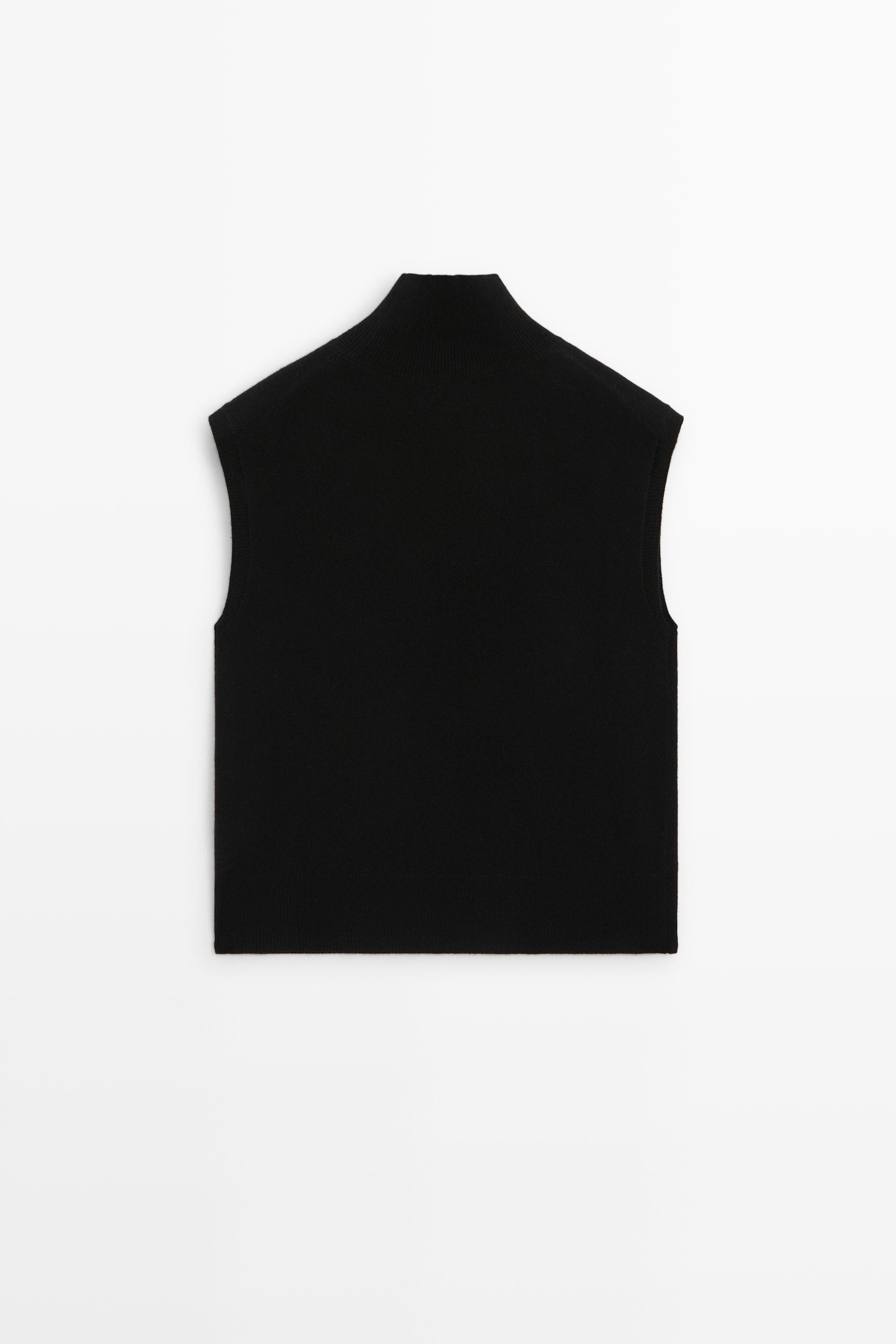Wool blend mock turtleneck knit top