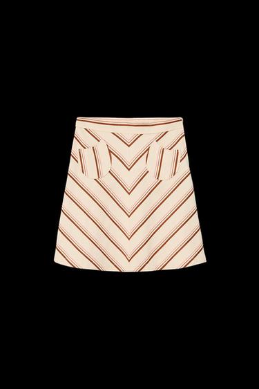 FALDA MIDI RAYAS ALGODÓN LINO LIMITED EDITION - rayas de Zara - Imagen 0