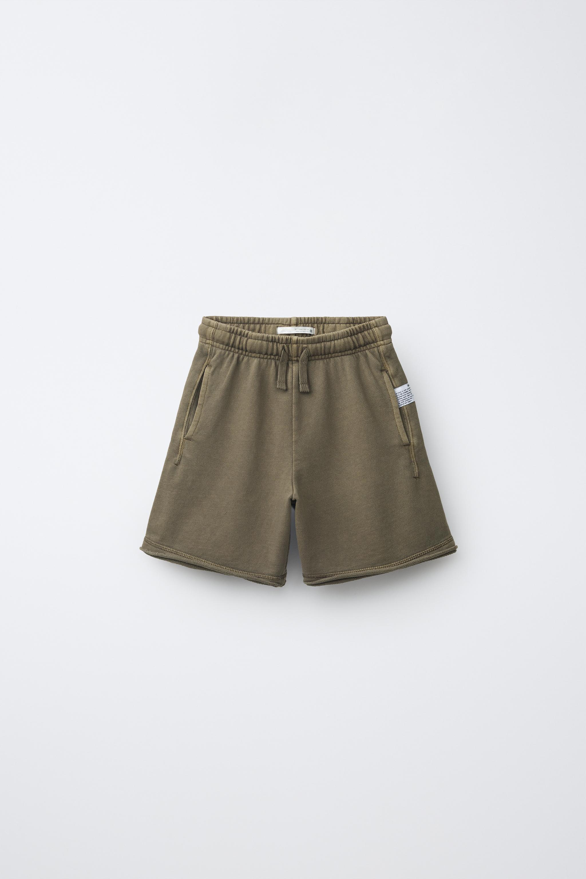OMMO DRAWSTRING BACK ZIP JK　KHAKI GARMENT DYED SHORTS - Khaki | ZARA Canada