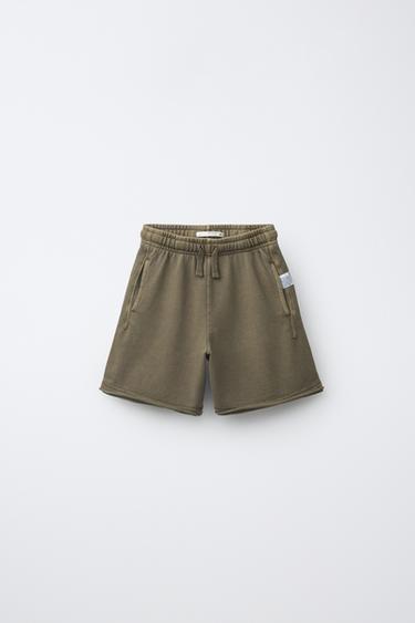 Zara GARMENT DYED SHORTS - Khaki