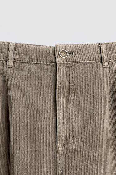 WIDE-LEG CORDUROY BERMUDA SHORTS - Mink by Zara - Image 7
