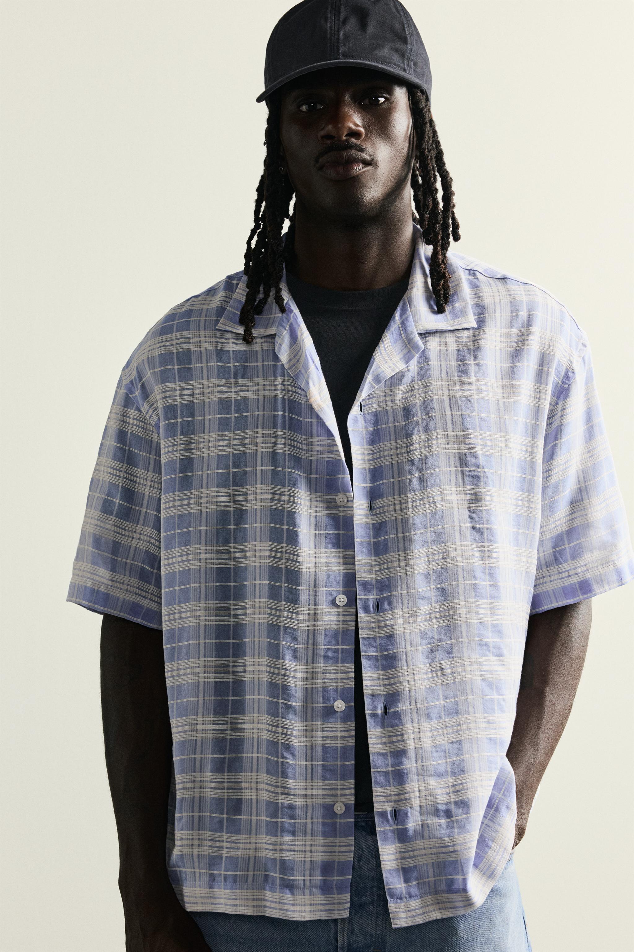 joone joonam チェックバラクラバ CHECK JACQUARD SHIRT - Blue / White | ZARA United States