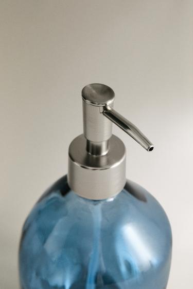 DISTRIBUTEUR DE SAVON EN VERRE BLEU TRANSLUCIDE - Bleu de Zara - Image 1